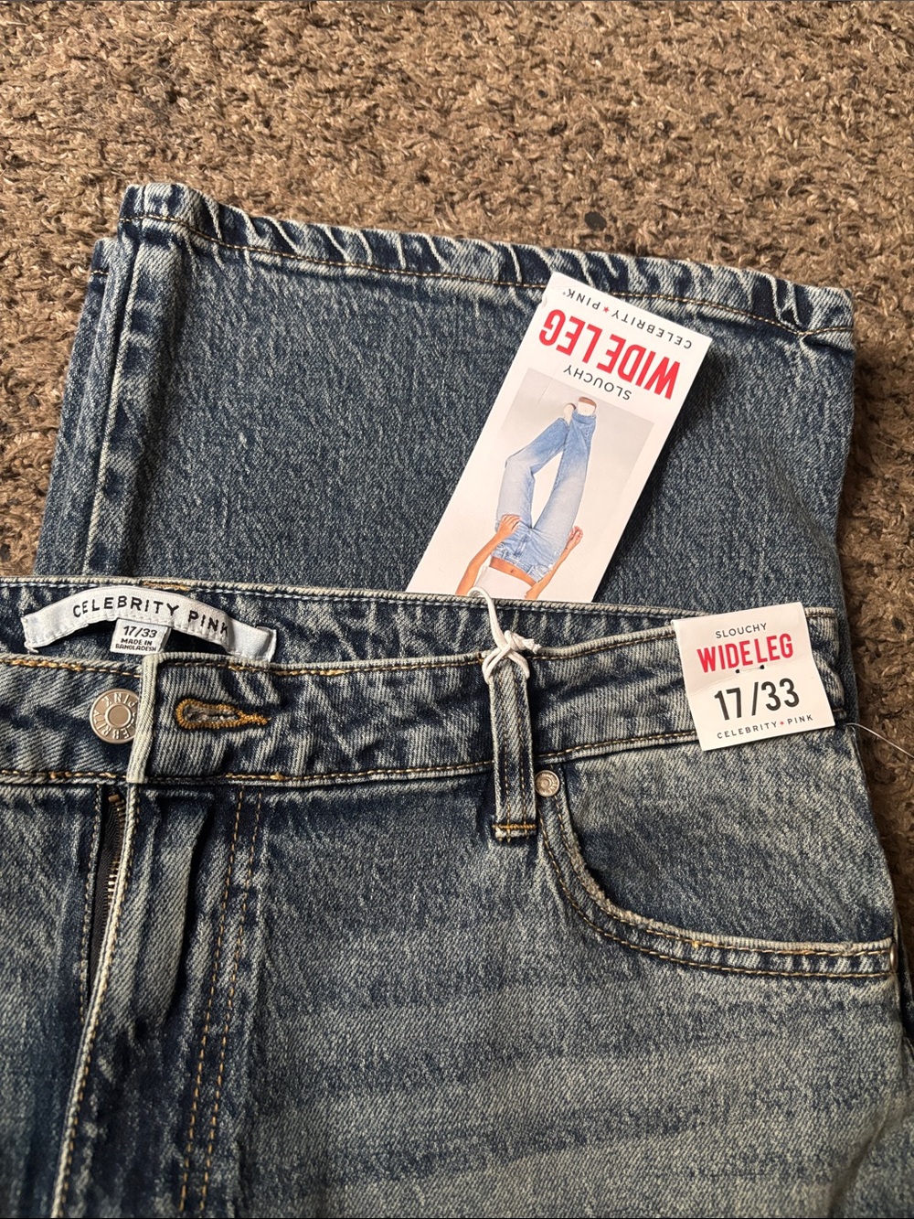 Celebrity Pink Light Wash Slouchy Wide Leg Jeans